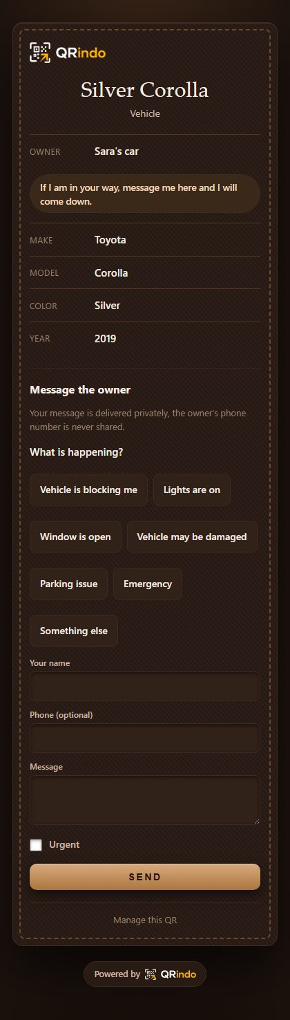 Espresso: the vehicle page a scan opens, in this style